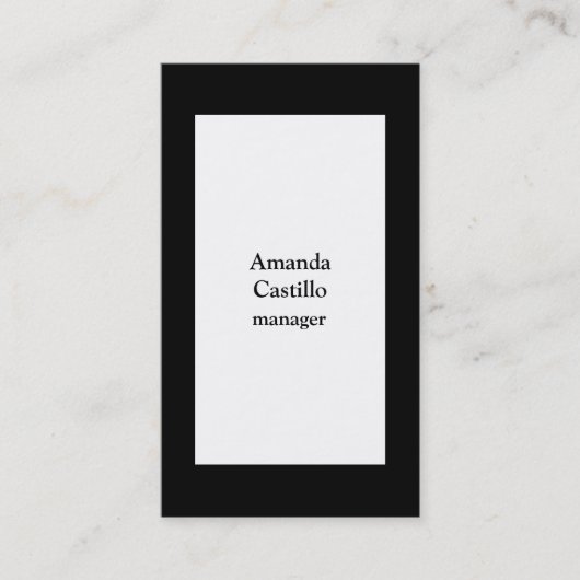 Modernes, stilvolles Schwarzes Borders weißer Hint Visitenkarte (Vorderseite)