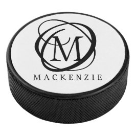Modernes, stilvolles Schwarzes Monogramm Eishockey Puck
