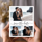 Modernes, stilvolles Script 3 Foto Collage Wedding Save The Date