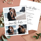 Modernes, stilvolles Script 3 Foto Collage Wedding Save The Date