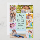 Modernes, stilvolles Script 8 Multi-Foto Save the Einladung (Vorderseite)