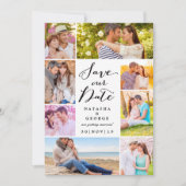Modernes, stilvolles Script 8 Multi-Foto Save the Einladung (Vorderseite)