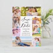 Modernes, stilvolles Script 8 Multi-Foto Save the Einladung (Stehend Vorderseite)