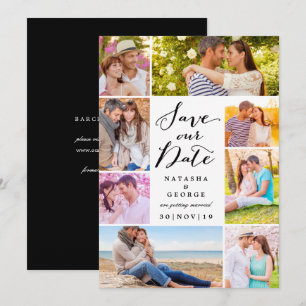 Modernes, stilvolles Script 8 Multi-Foto Save the Einladung