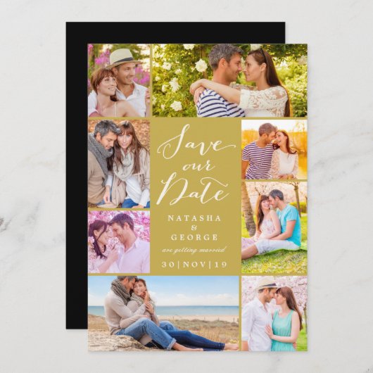 Modernes, stilvolles Script 8 Multi-Foto Save the  Save The Date (Vorne/Hinten)
