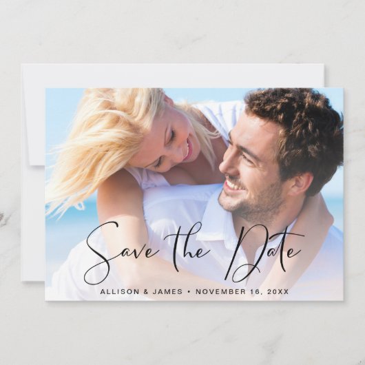 Modernes, stilvolles Script-Foto Save The Date (Vorderseite)