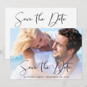 Modernes, stilvolles Script-Foto Save The Date (Vorne/Hinten)
