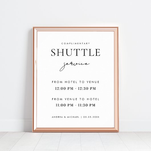 Modernes, stilvolles Script Shuttle Service Weddin Poster