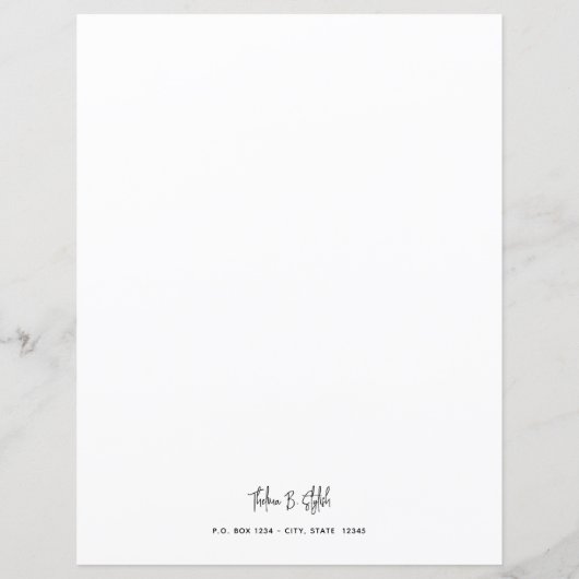 Modernes, stilvolles Skriptbriefpapier (Rückseite)