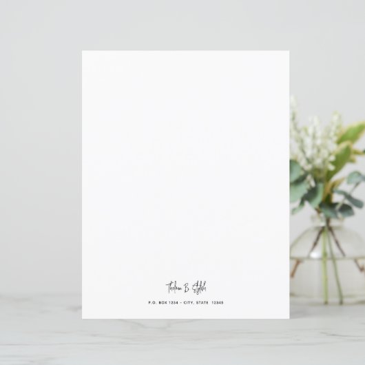 Modernes, stilvolles Skriptbriefpapier (Stehend Vorderseite)