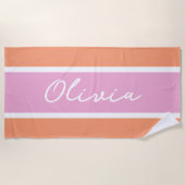 Modernes, stilvolles Strandtuch aus rosa Streifen (Vorderseite)