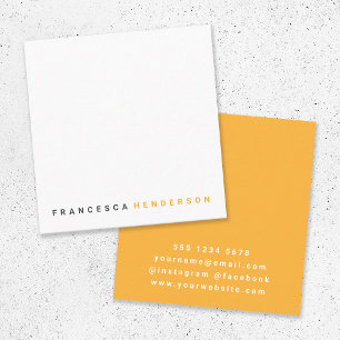 Modernes, stilvolles Trendy Orange Modernes Minima Quadratische Visitenkarte