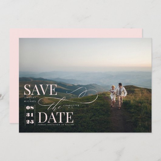 Modernes, stilvolles Typografie-Save the Date Foto Save The Date (Vorne/Hinten)