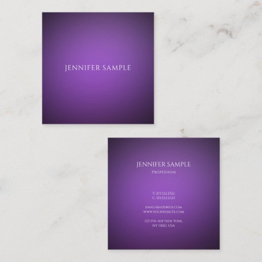 Modernes, stilvolles und Lila Template Beruflich Quadratische Visitenkarte (Vorne/Hinten)