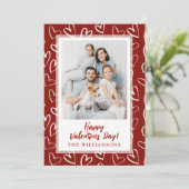 Modernes stilvolles Valentinstag Family Foto Feiertagskarte (Stehend Vorderseite)