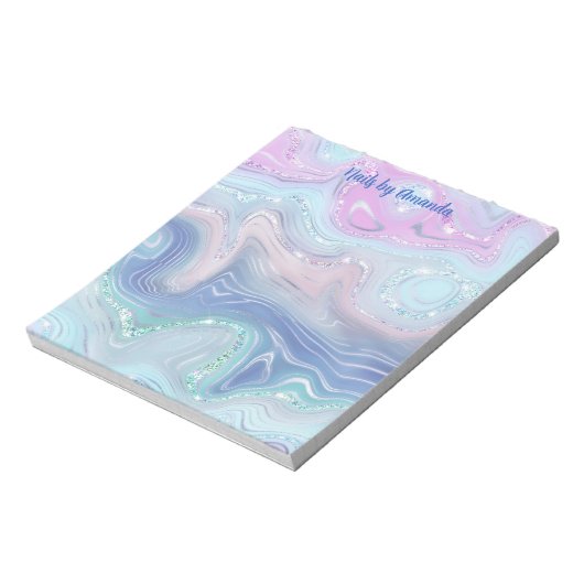 Modernes, stilvolles Watercolor Swirl Mit Monogram Notizblock (Rotiert)