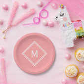 Modernes, stilvolles Watermelon Pink Custom Monogr Pappteller (Party)