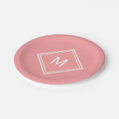 Modernes, stilvolles Watermelon Pink Custom Monogr Pappteller (Schrägansicht)