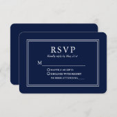 Modernes, stilvolles Wedding Blue RSVP Karte (Vorne/Hinten)