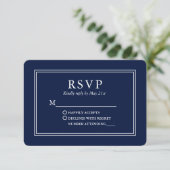 Modernes, stilvolles Wedding Blue RSVP Karte (Stehend Vorderseite)
