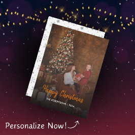 Modernes, stilvolles Weihnachtsskript-Foto Feiertagskarte