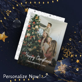 Modernes, stilvolles Weihnachtsskript-Foto Feiertagskarte