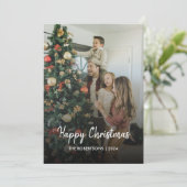 Modernes, stilvolles Weihnachtsskript-Foto Feiertagskarte (Stehend Vorderseite)