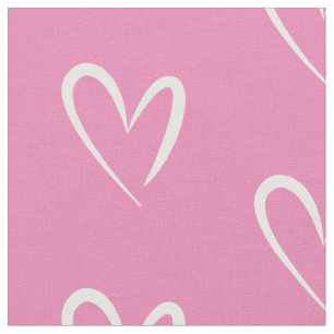 Modernes, stilvolles White Hearts auf rosa Hinterg Stoff