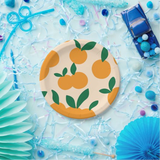 Modernes, stilvolles Zitrusfrüchte Orangen Muster Pappteller (Party)