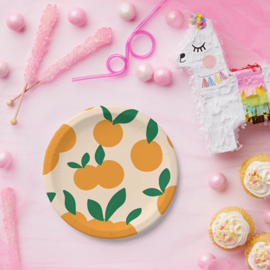 Modernes, stilvolles Zitrusfrüchte Orangen Muster Pappteller (Party)