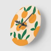 Modernes, stilvolles Zitrusfrüchte Orangen Muster Runde Wanduhr (Winkel)