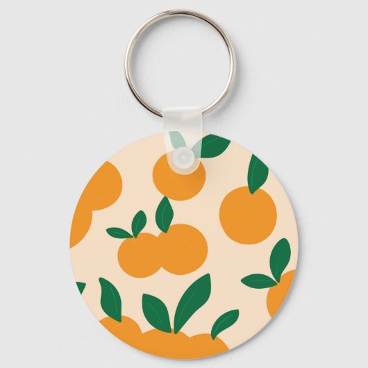 Modernes, stilvolles Zitrusfrüchte Orangen Muster Schlüsselanhänger (Vorderseite)