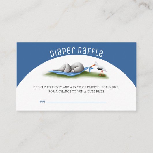 Modernes Storch Elephant Diaper Raffle Begleitkarte (Vorderseite)