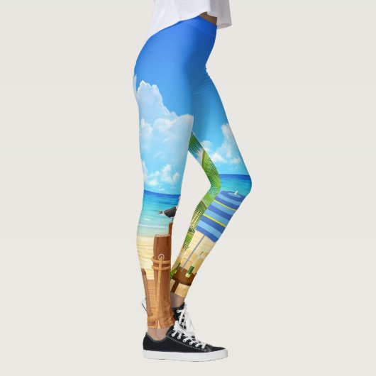 Modernes Strandpanorama Leggings (Rechts)