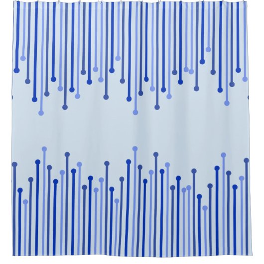 Modernes Streifenmuster auf hellblau Duschvorhang (Vorderseite)