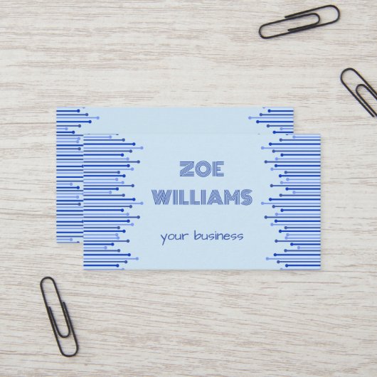 Modernes Streifenmuster auf hellblau personalisier Visitenkarte (Vorderseite/Rückseite Beispiel)