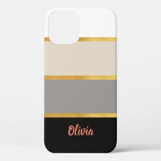 Modernes Streifenmuster mit Name Case-Mate iPhone Case-Mate iPhone Hülle (Rückseite)