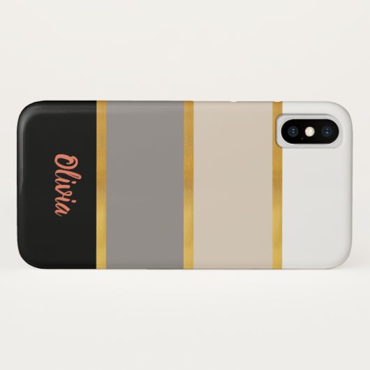 Modernes Streifenmuster mit Name Case-Mate iPhone Case-Mate iPhone Hülle (Rückseite (Horizontal))