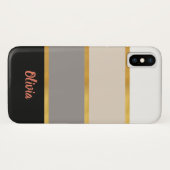Modernes Streifenmuster mit Name Case-Mate iPhone Hülle (Rückseite (Horizontal))