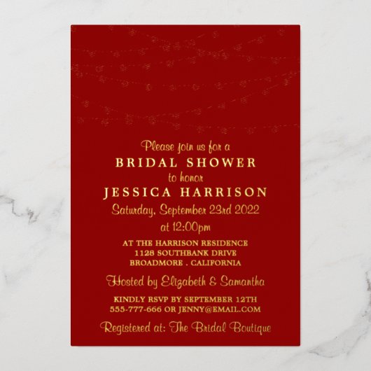 Modernes String Lights Brautparty Real Folieneinladung (Vorderseite)