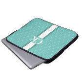 Modernes Strip Monogramm mit Designer Muster Blue Laptopschutzhülle (Vorne Knopf)