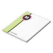 Modernes Stripe Monogram Memorandum Pad - Grün/Wei Notizblock (Rotiert)