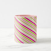 MODERNES STRIPE PATTERN Festlich rosa goldgrün Zweifarbige Tasse (Mittel)