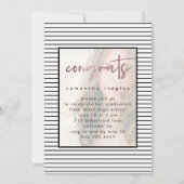 Modernes Stripes Graduation Party Foto mit Overlay Einladung (Rückseite)