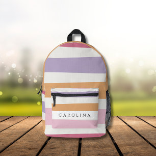 Modernes Stripperpfirsich, Rosa, Lavendel und Weiß Bedruckter Rucksack