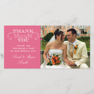 Modernes Strudel-Rosa-Hochzeits-Foto danken Ihnen Dankeskarte