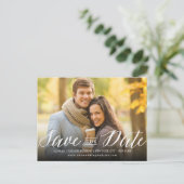Modernes, stylisches, einfaches Script-Foto Save t Ankündigungspostkarte (Stehend Vorderseite)