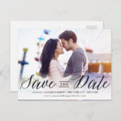 Modernes, stylisches, einfaches Script-Foto Save t Ankündigungspostkarte (Vorne/Hinten)