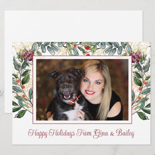 Modernes, stylisches Foto Feiertagskarte (Vorne/Hinten)