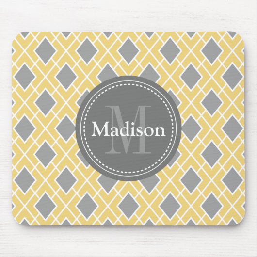 Modernes, stylisches, gelbgraues Diamantmuster Mousepad (Vorne)